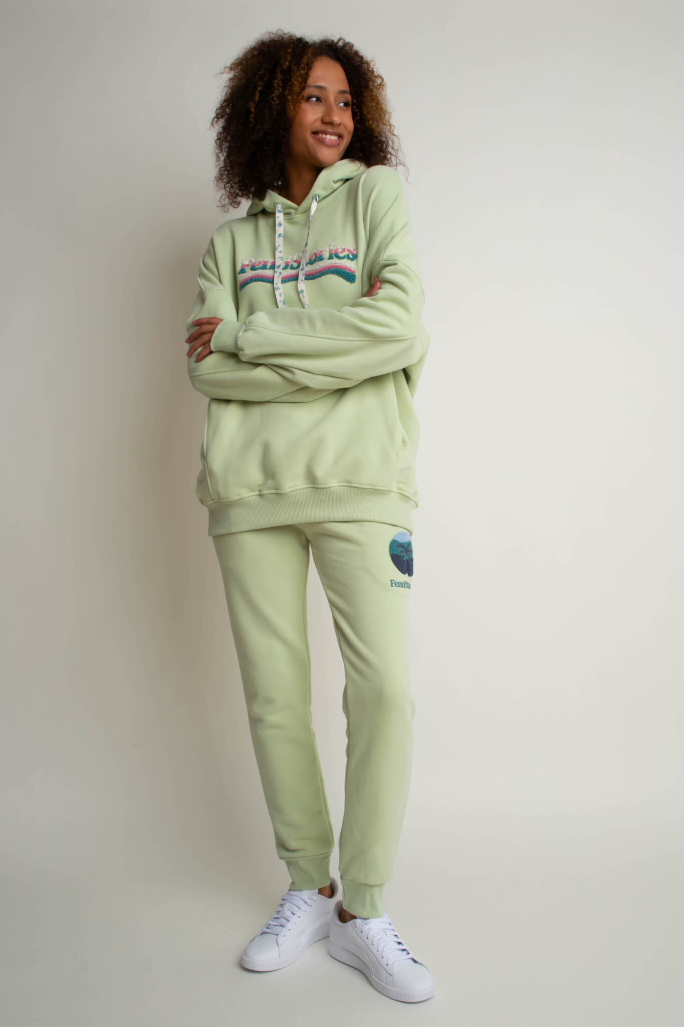 BLUZA OVERSIZE Z KAPTUREM PISTACJOWA - MOON CAY