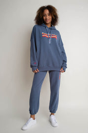 BLUZA OVERSIZE Z KAPTUREM GRANATOWA - MOON CAY