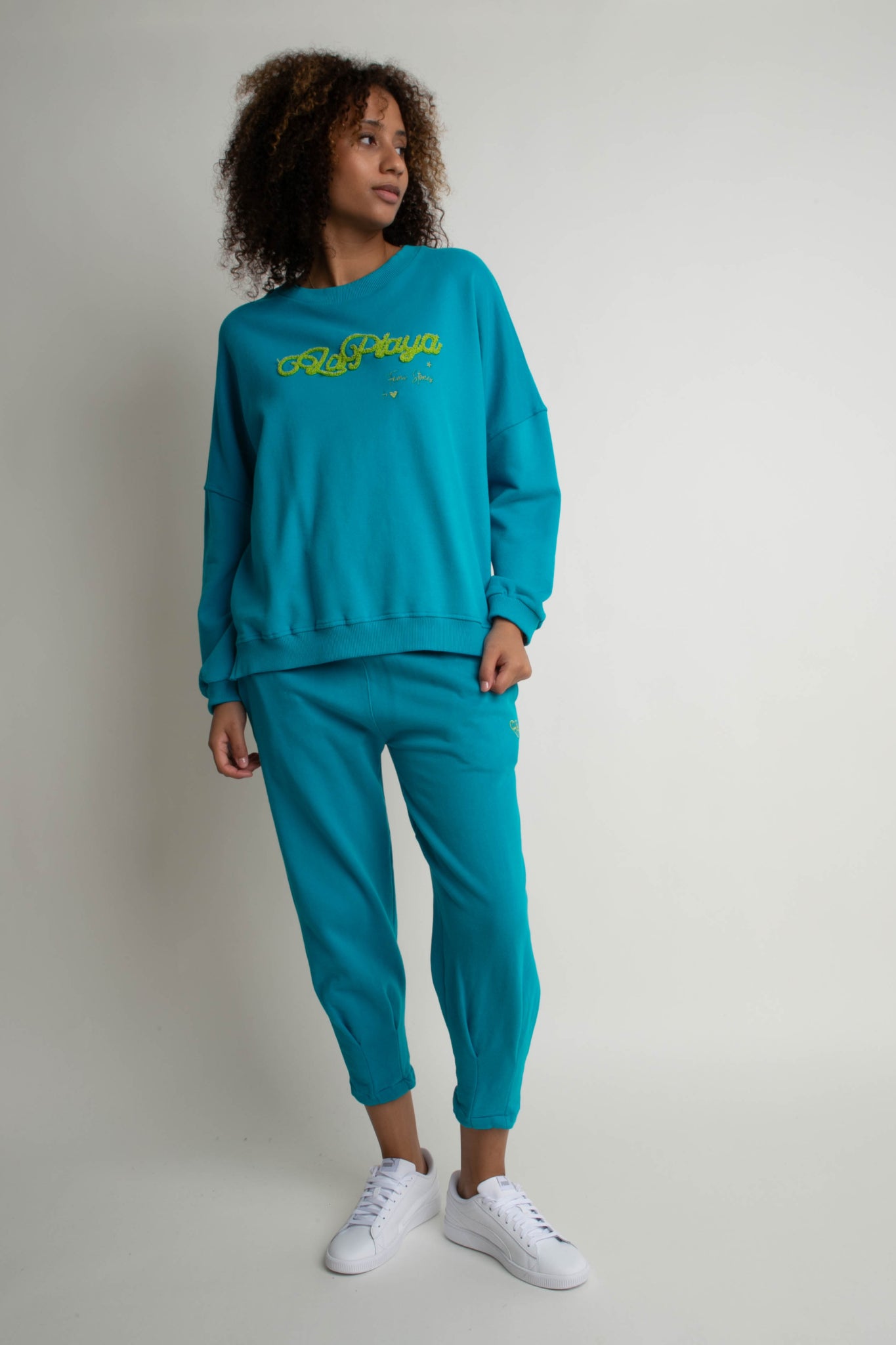 BLUZA LA PLAYA TYPU CREWNECK TURKUSOWA - VALD