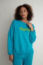 BLUZA LA PLAYA TYPU CREWNECK TURKUSOWA - VALD