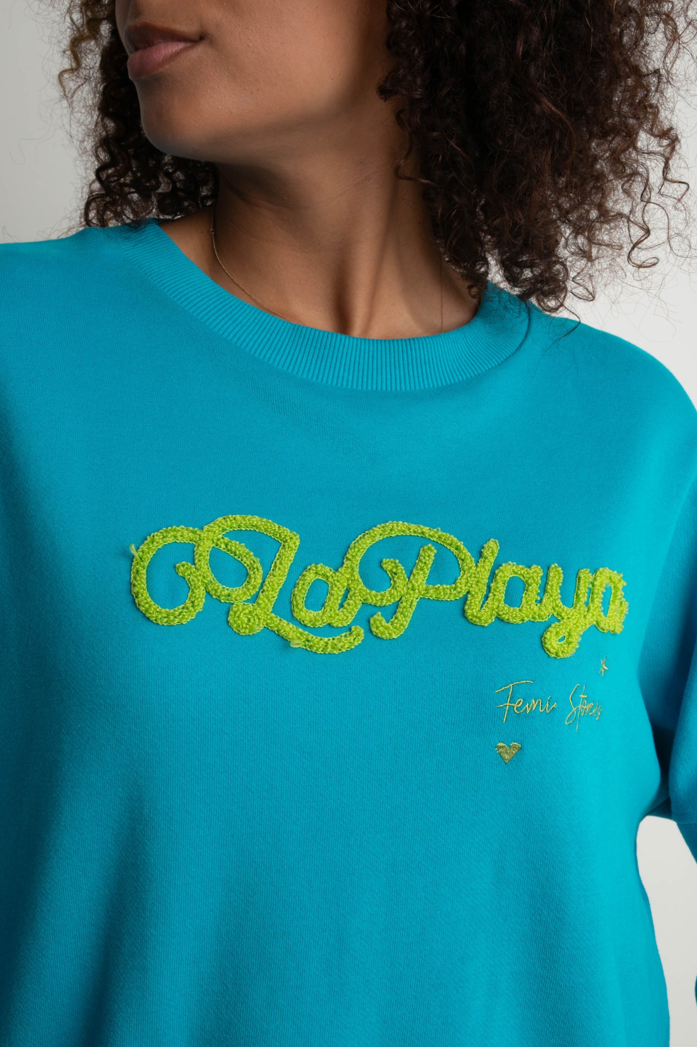 BLUZA LA PLAYA TYPU CREWNECK TURKUSOWA - VALD