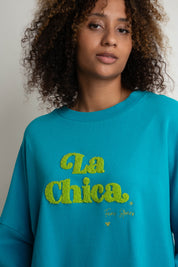 BLUZA LA CHICA TYPU CREWNECK TURKUSOWA - VALD