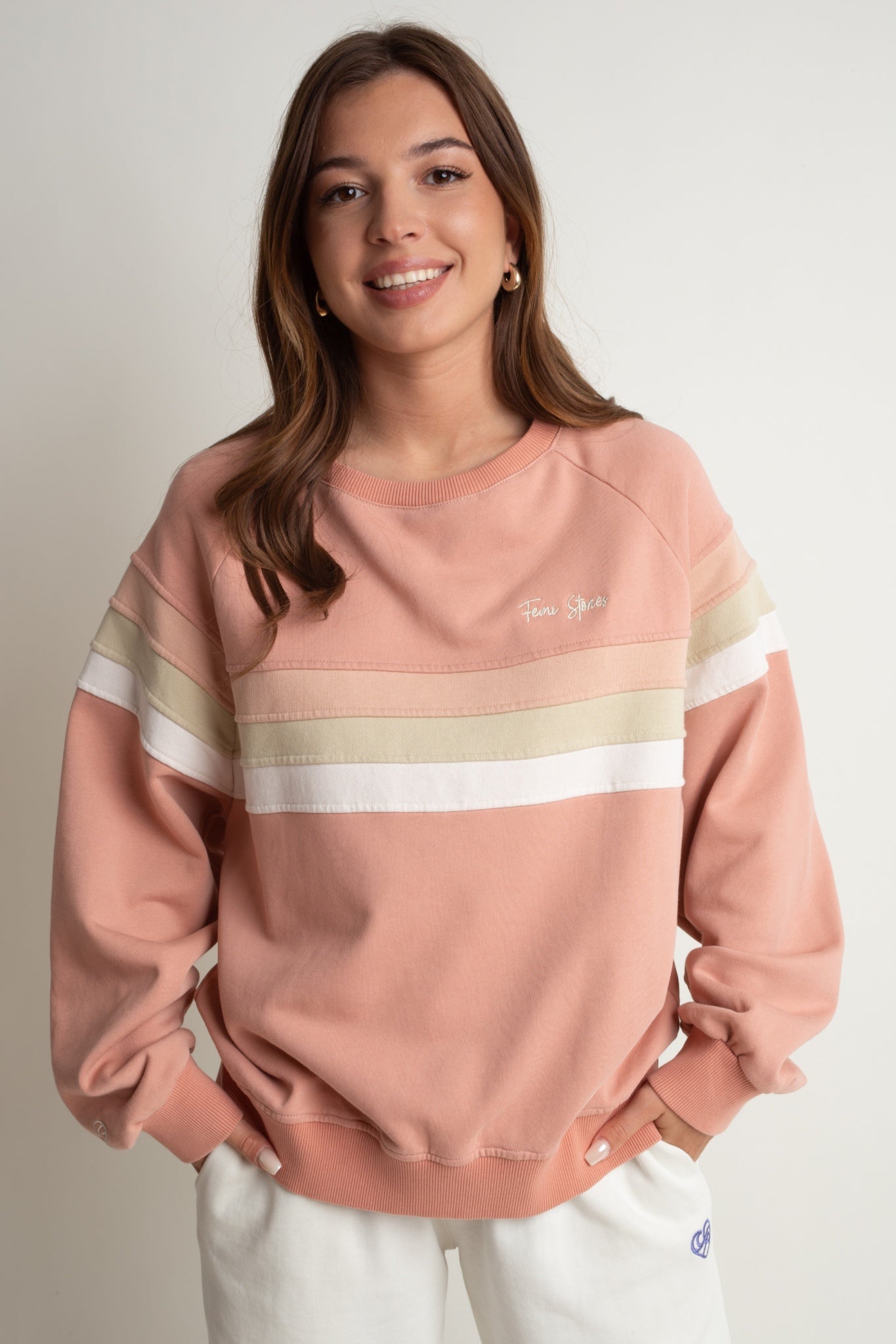 BLUZA TYPU CREWNECK JASNORÓŻOWY - ANNIE