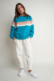 BLUZA TYPU CREWNECK TURKUSOWA - ANNIE