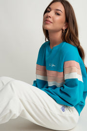 BLUZA TYPU CREWNECK TURKUSOWA - ANNIE