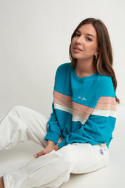 BLUZA TYPU CREWNECK TURKUSOWA - ANNIE