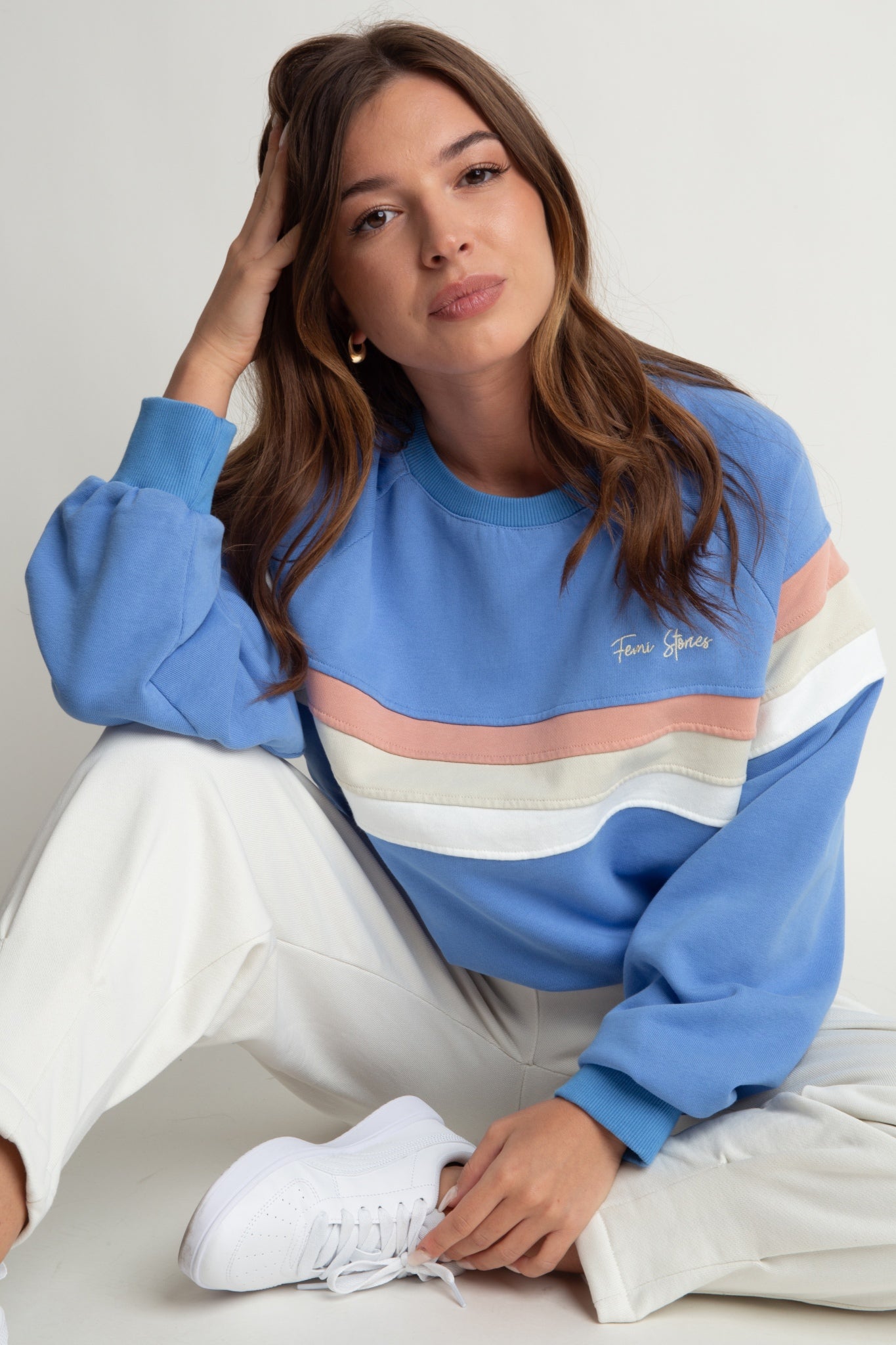 BLUZA TYPU CREWNECK NIEBIESKI - ANNIE