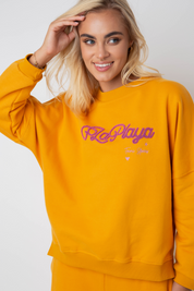 BLUZA LA PLAYA TYPU CREWNECK POMARAŃCZOWA - VALD