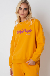 BLUZA LA PLAYA TYPU CREWNECK POMARAŃCZOWA - VALD