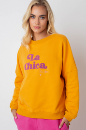 BLUZA LA CHICA TYPU CREWNECK POMARAŃCZOWA - VALD