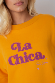 BLUZA LA CHICA TYPU CREWNECK POMARAŃCZOWA - VALD