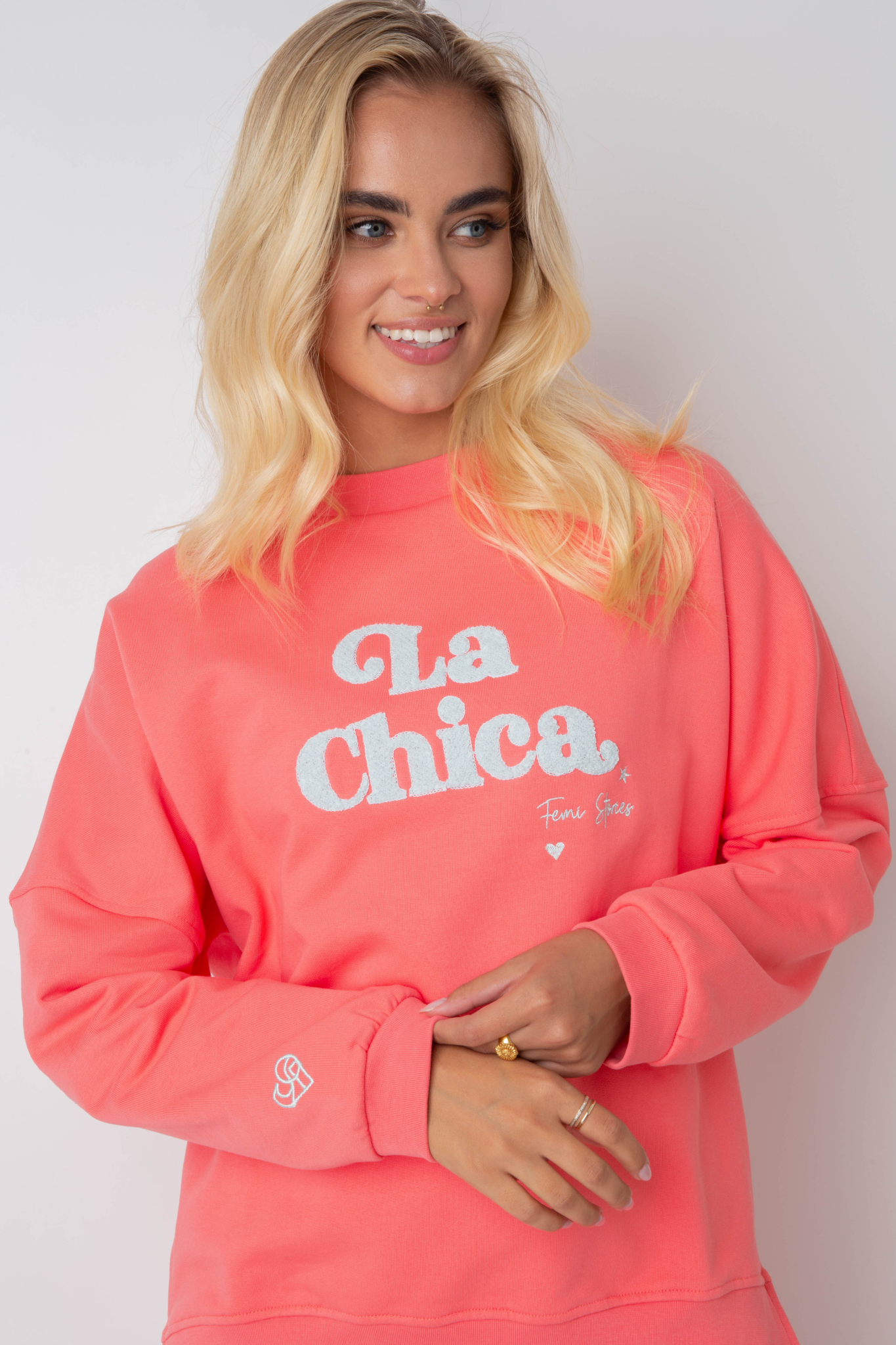 BLUZA LA CHICA TYPU CREWNECK KORALOWA - VALD