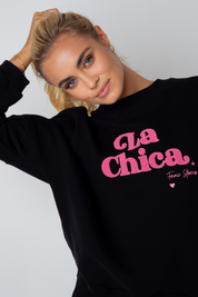 BLUZA LA CHICA TYPU CREWNECK CZARNA - VALD