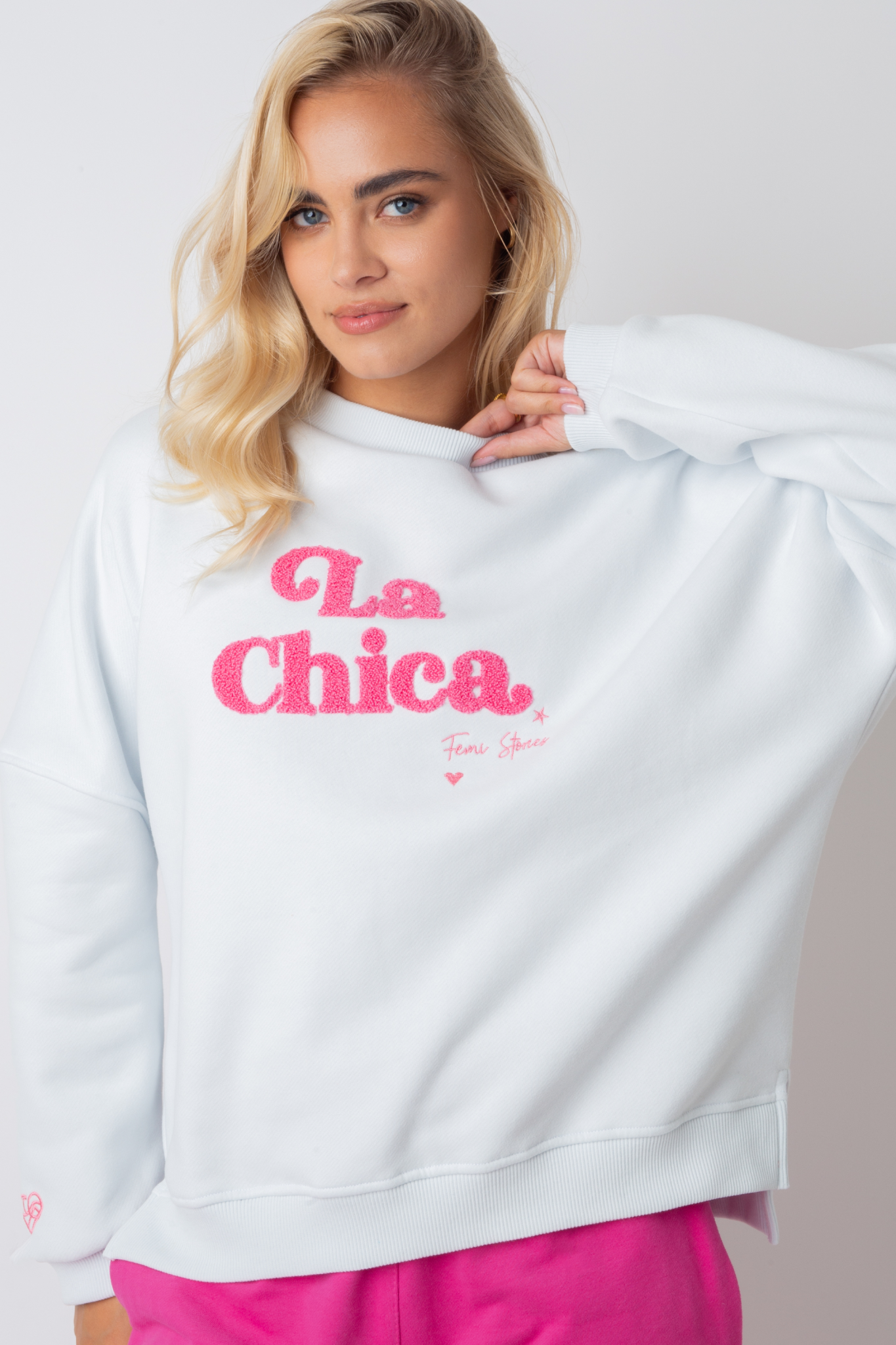 BLUZA LA CHICA TYPU CREWNECK BIAŁA - VALD