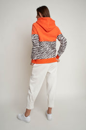 ORANGE/BROWN ZEBRA PRINT HOODIE - CAROL