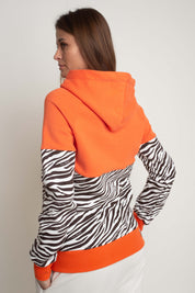 ORANGE/BROWN ZEBRA PRINT HOODIE - CAROL