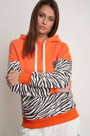 ORANGE/BROWN ZEBRA PRINT HOODIE - CAROL