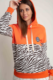 ORANGE/BROWN ZEBRA PRINT HOODIE - CAROL