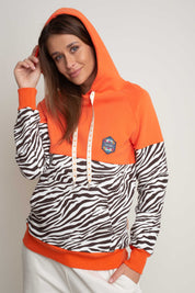 ORANGE/BROWN ZEBRA PRINT HOODIE - CAROL