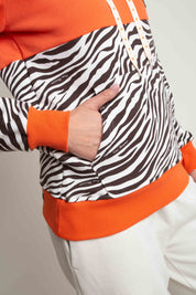 ORANGE/BROWN ZEBRA PRINT HOODIE - CAROL