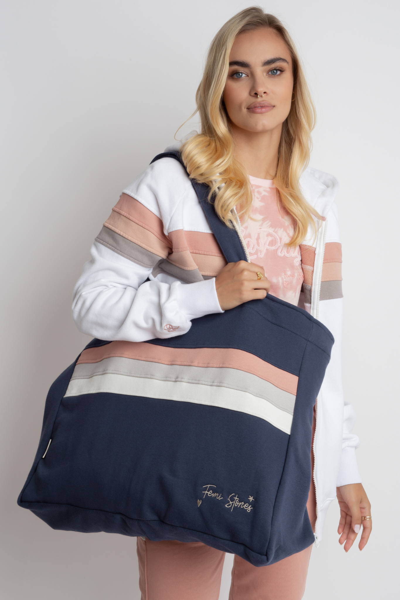 REVERSIBLE APRES BEACH SHOPPER BAG LIGHT NAVY - BORA BORA