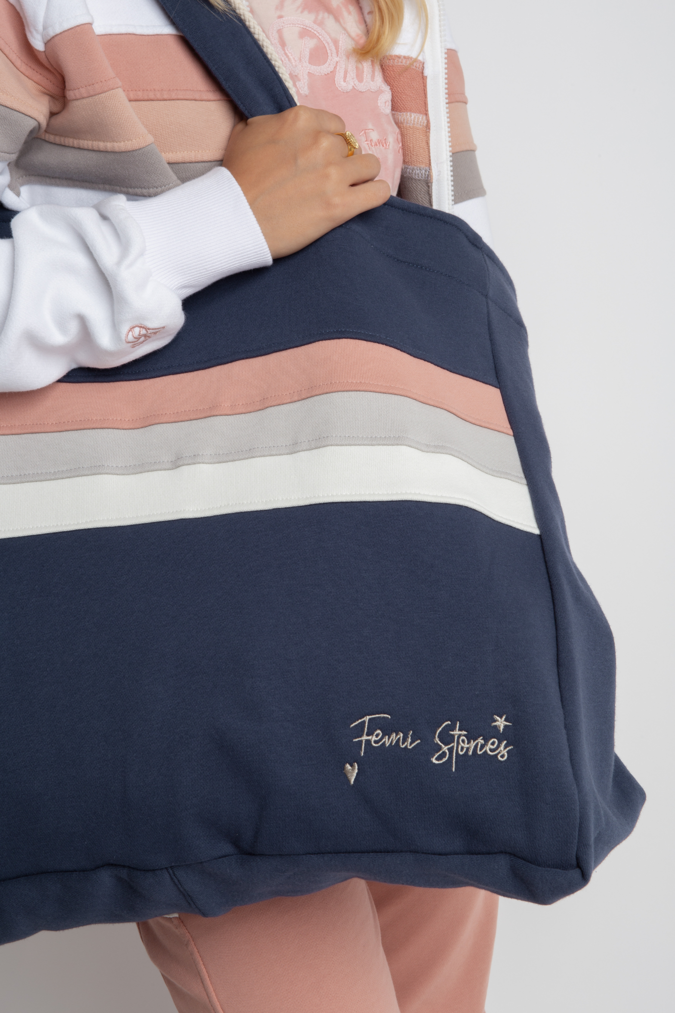REVERSIBLE APRES BEACH SHOPPER BAG LIGHT NAVY - BORA BORA