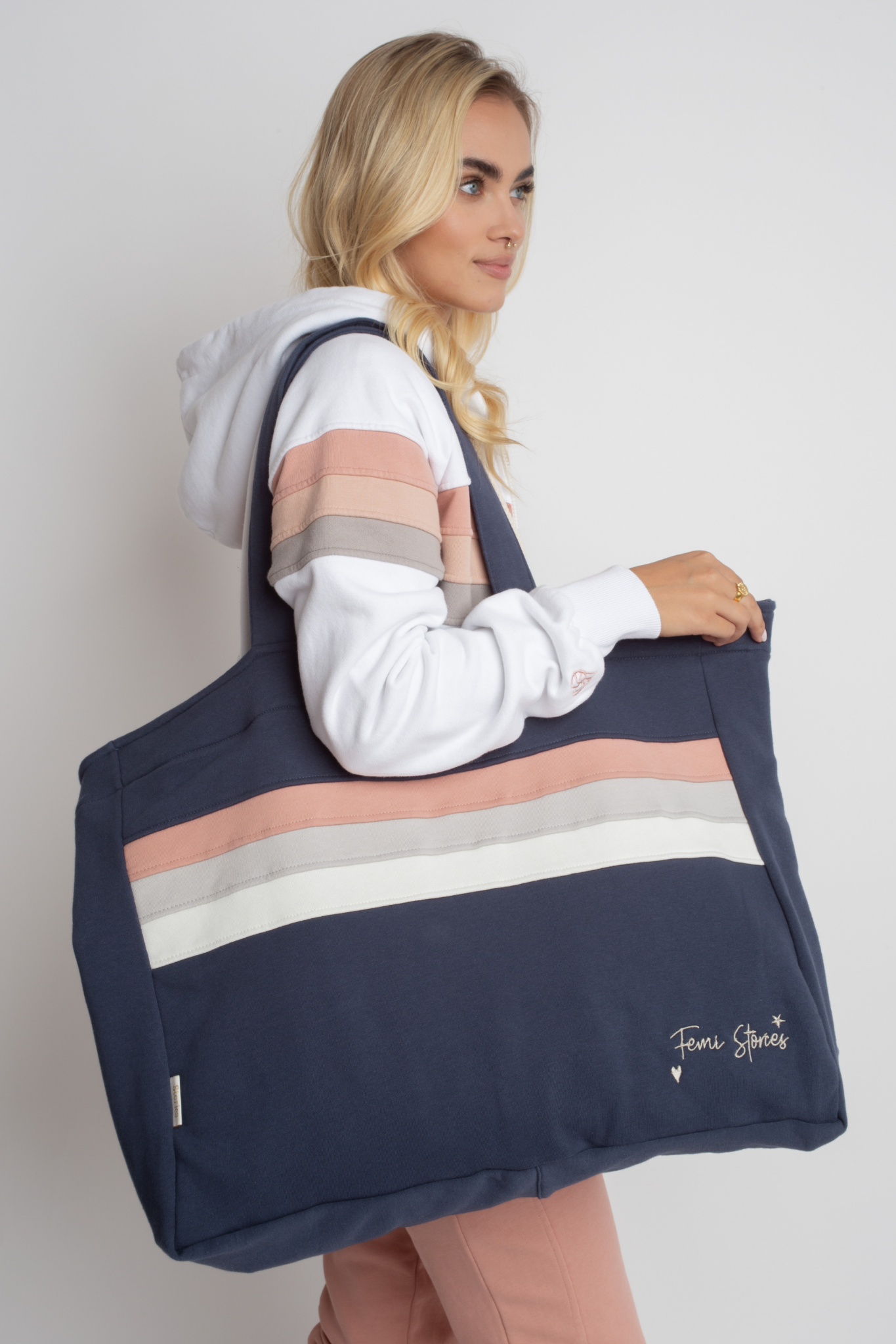 REVERSIBLE APRES BEACH SHOPPER BAG LIGHT NAVY - BORA BORA