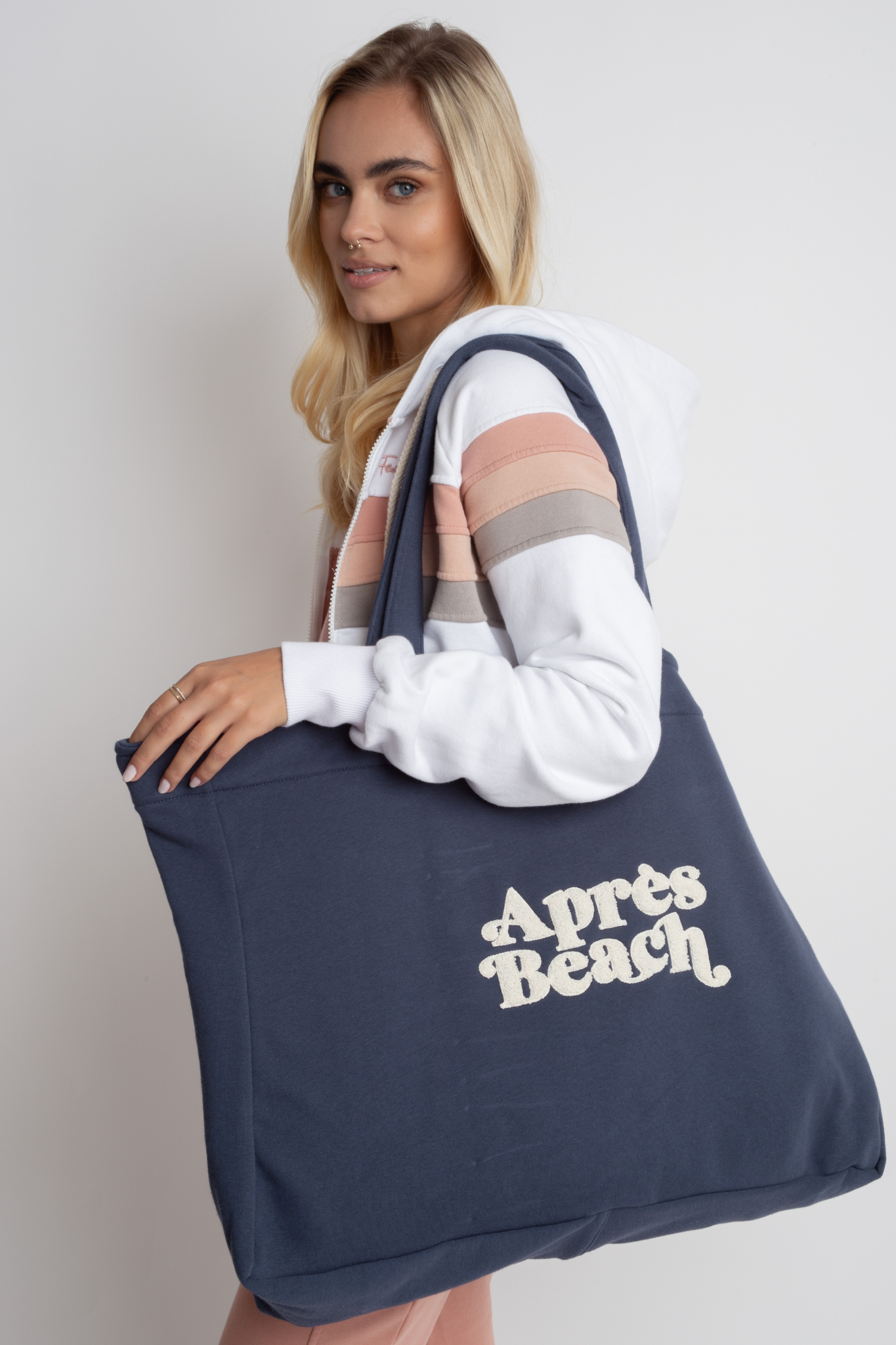 REVERSIBLE APRES BEACH SHOPPER BAG LIGHT NAVY - BORA BORA