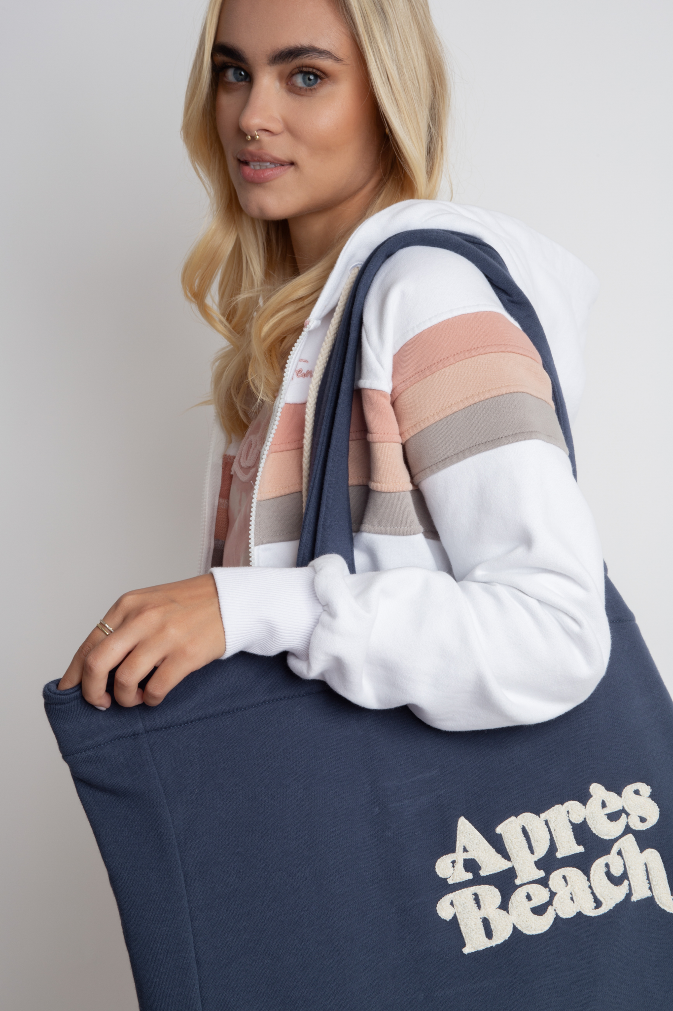 REVERSIBLE APRES BEACH SHOPPER BAG LIGHT NAVY - BORA BORA