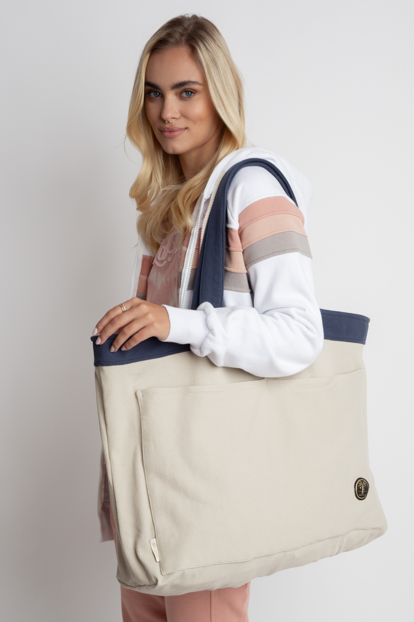 REVERSIBLE APRES BEACH SHOPPER BAG LIGHT NAVY - BORA BORA
