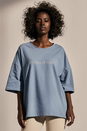 T-SHIRT OVERSIZE UNISEX NIEBIESKI - SINGAPUR